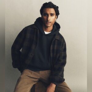 Madewell Navy and Tan Plaid Jacket